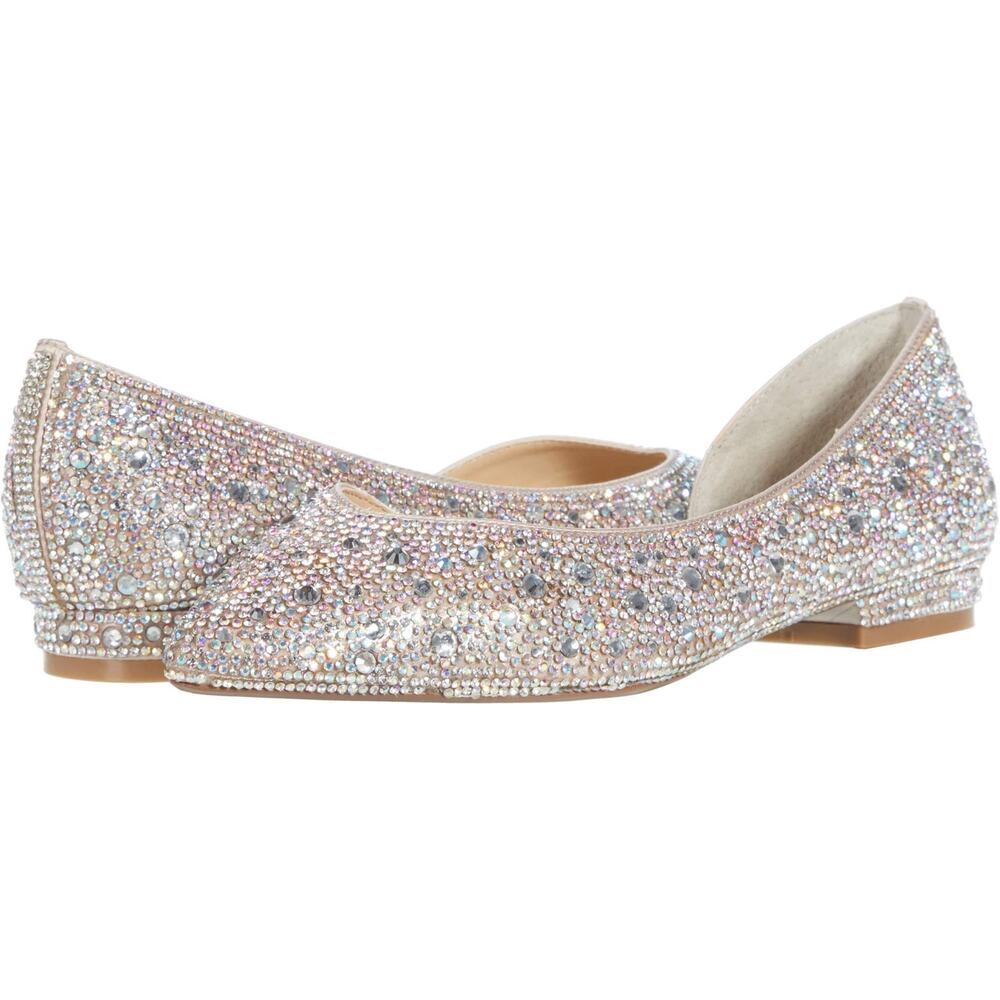 Betsey Johnson Remy Silver Rhinestone Ballet Flats Size 9 Pointed Toe New - Picture 2 of 9